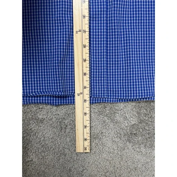 Van Heusen Traveler Dress Shirt XXL 18-18.5 Blue Plaid Button Front - Picture 5 of 8
